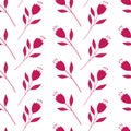 Seamless pattern pink flowers silhouettes vector illustration